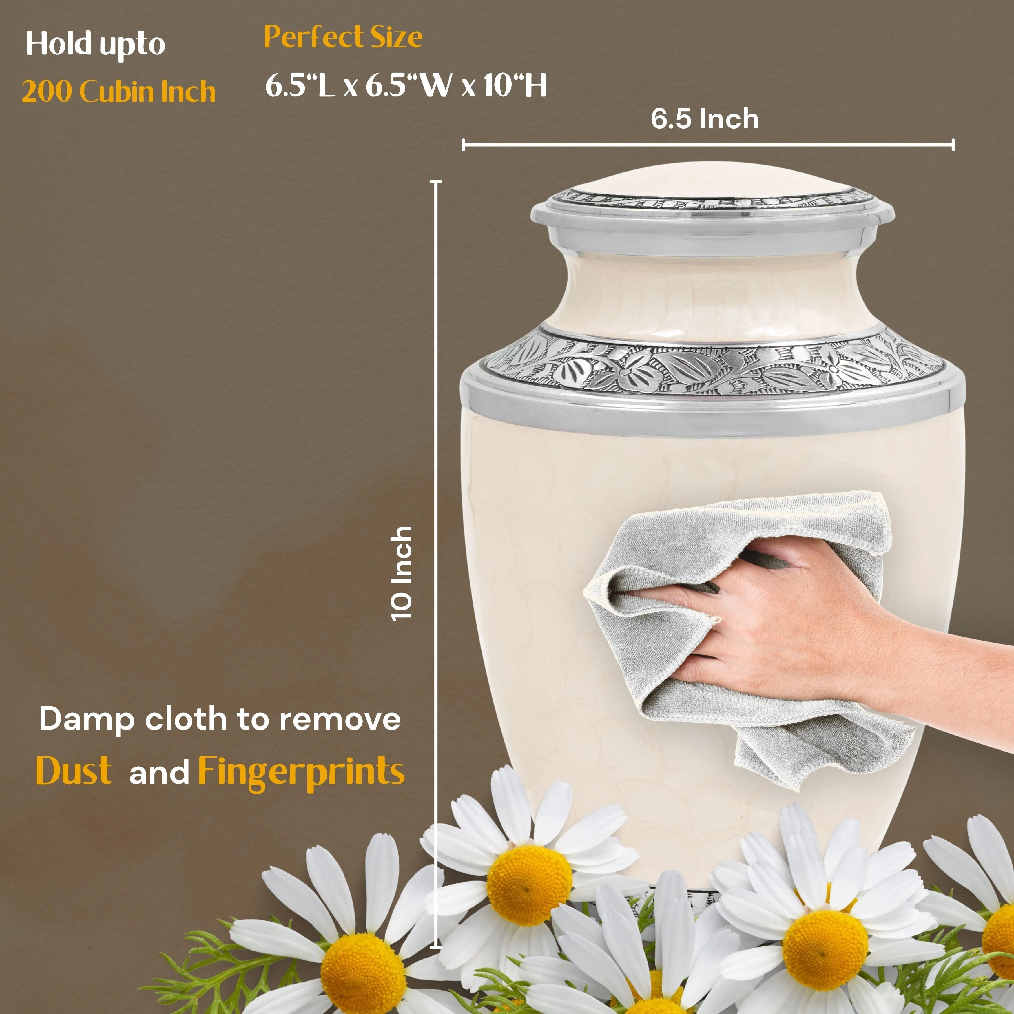 ALPHA Living HOME Cremation Urns for Human Ashes - Adult Memorial Urn - Metal Funeral Urn with Elegant Finish - Secure Screw-Top Lid - Durable, Decorative Urn for Home