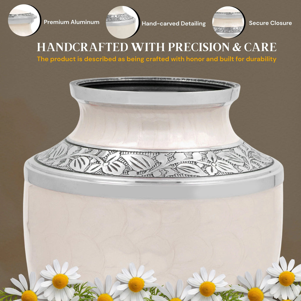 ALPHA Living HOME Cremation Urns for Human Ashes - Adult Memorial Urn - Metal Funeral Urn with Elegant Finish - Secure Screw-Top Lid - Durable, Decorative Urn for Home