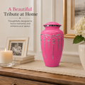 Adult Aluminum Cremation Urn for Human Ashes, Dignified Memorial Urn, Durable Metal Funeral Urn with Secure Lid, Funeral Urn for Loved Ones (Pink) - ALPHA Living HOME