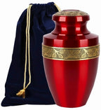 ALPHA Living HOME Urns for Human Ashes Adult Female and Male 200+ Cubic Inches, Decorative Burial Urn, Funeral Cremation Urns for Women and Men, Handcrafted Urn for Ashes Adult, 11" Gold Red