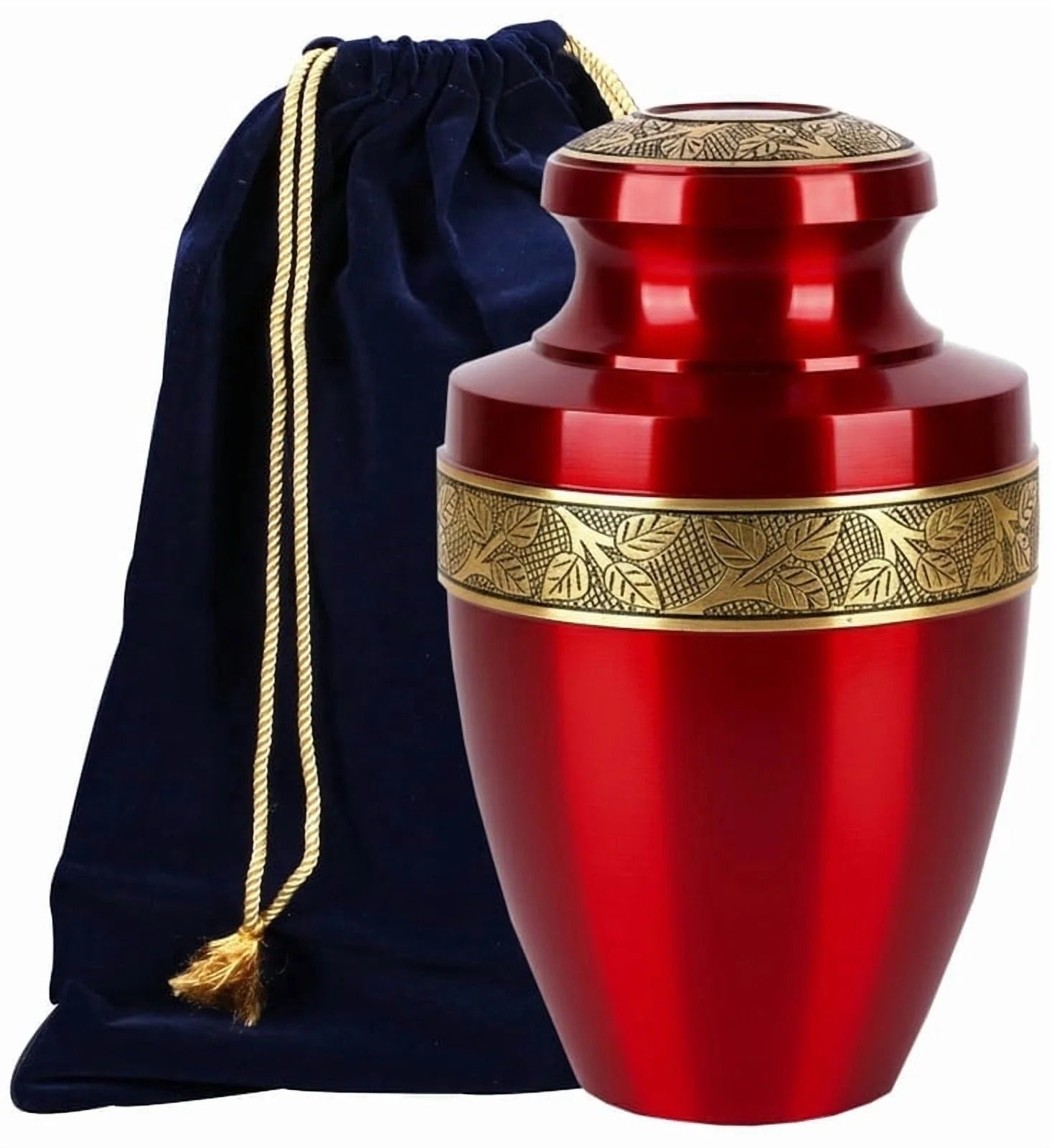 ALPHA Living HOME Urns for Human Ashes Adult Female and Male 200+ Cubic Inches, Decorative Burial Urn, Funeral Cremation Urns for Women and Men, Handcrafted Urn for Ashes Adult, 11" Gold Red