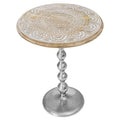 Modern End Table with Wood Top & Aluminum Base for Living Room, Bedroom & Sofa Side | Contemporary Side Table Accent Furniture for Small Spaces | Stylish Metal End Table - White Wash