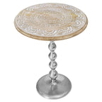 Modern End Table with Wood Top & Aluminum Base for Living Room, Bedroom & Sofa Side | Contemporary Side Table Accent Furniture for Small Spaces | Stylish Metal End Table - White Wash