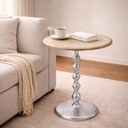 Modern End Table with Wood Top & Aluminum Base for Living Room, Bedroom & Sofa Side | Contemporary Side Table Accent Furniture for Small Spaces | Stylish Metal End Table - White Wash