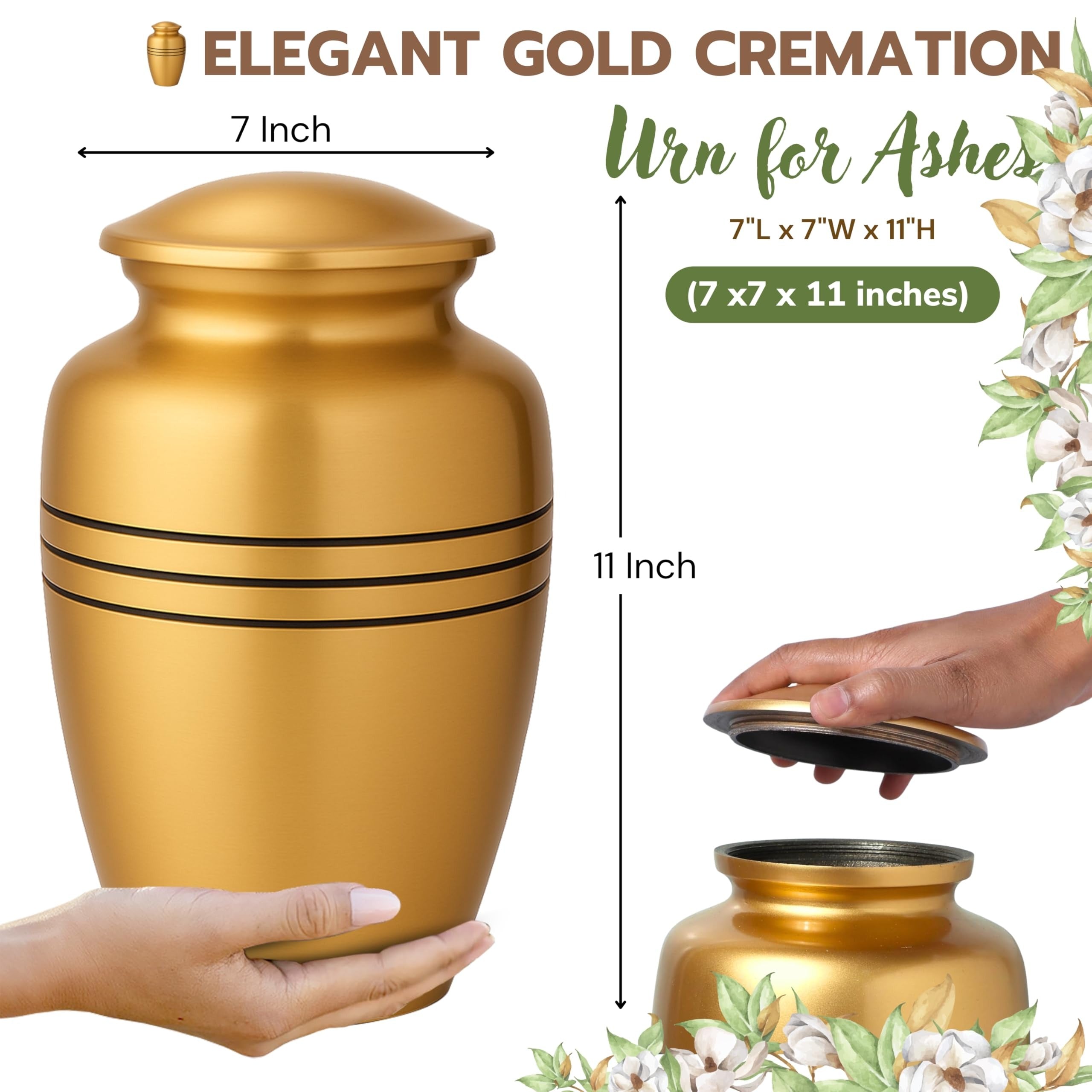 Black Secure Dignified Memorial for Human Ashes Cremation Urn
