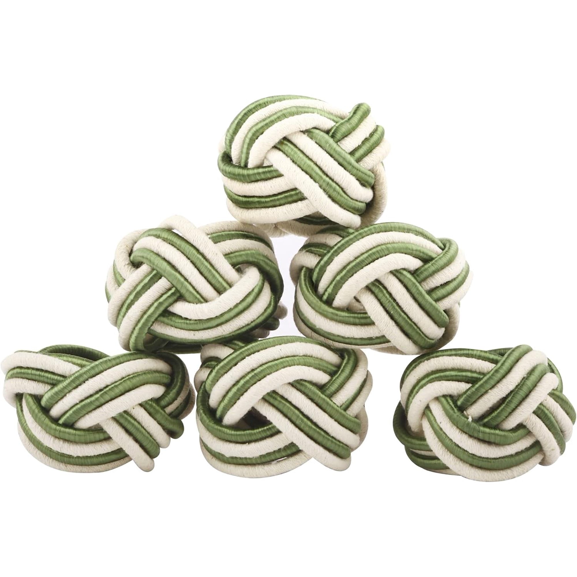 ALPHA Living HOME Modern Woven Napkin Rings Set of 12 - Green/White Polyester & Jute Table Decor for Weddings, Parties & Everyday Dining - Elegant & Durable Accessories (Green White)