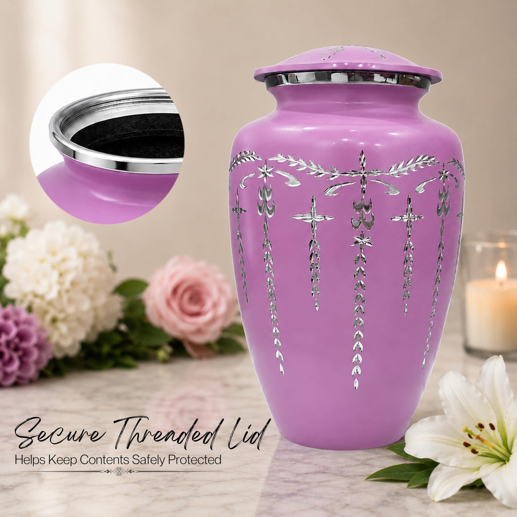 Urns Human Ashes Adult Male/Female,Creamation Urn for Human Ashes Adult Man/Women,200+ Cubic inch Capacity,Decorative Burial Urn, Funeral Cremation Urns_ 11x6.5 - Purple
