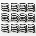 ALPHA Living HOME Metal Spiral Napkin Rings Set of 12 - Black Powder Coated Round Spiral Shape, Napkin Holders Buckles for Family Dinner, Wedding, Party,Table Decorations (Black)