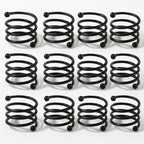 ALPHA Living HOME Metal Spiral Napkin Rings Set of 12 - Black Powder Coated Round Spiral Shape, Napkin Holders Buckles for Family Dinner, Wedding, Party,Table Decorations (Black)