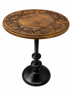 ALPHA Living HOME Solid Wood with Aluminum End Table for Living Room, Rustic Wooden Side Table, Small Accent Table for Sofa Side, Bedside Nightstand for Bedroom, Farmhouse Home Décor- Brown/Black
